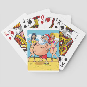 bikini beach santa claus playing cards