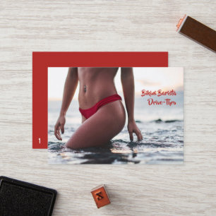 Bikini Belly Barista Coffee Horizontal Drive-Thru Loyalty Card