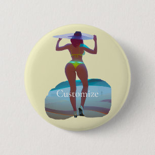 Bikini Booty Beach Girl Thunder_Cove 2 Inch Round Button