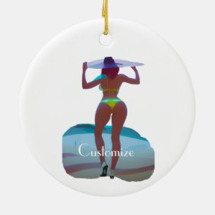 Bikini Booty Beach Girl Thunder_Cove Ceramic Ornament
