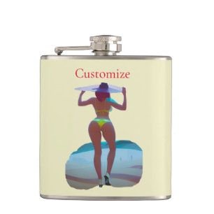 Bikini Booty Beach Girl Thunder_Cove Hip Flask