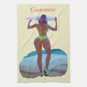 Bikini Booty Beach Girl Thunder_Cove Kitchen Towel