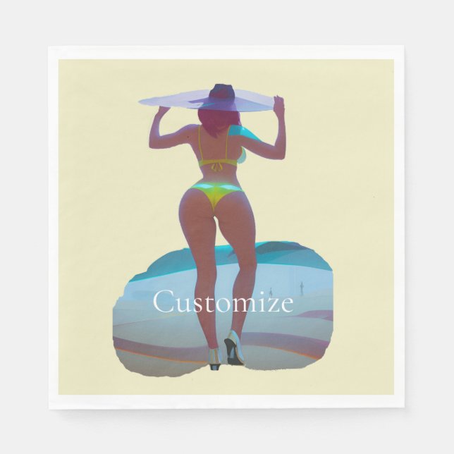 Bikini Booty Beach Girl Thunder_Cove Napkin (Front)