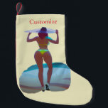 Bikini Booty Beach Girl Thunder_Cove Small Christmas Stocking<br><div class="desc">Curvaceous Bikini Booty Beach Girl wearing big hat to customize,  personalize by changing to your name</div>