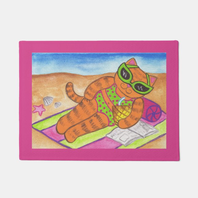Bikini Cat Rug Doormat  (Front)