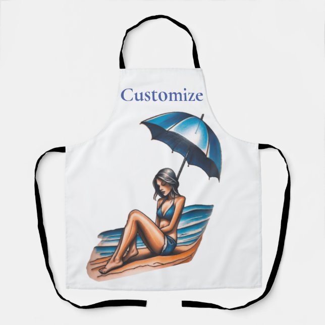 Bikini Girl Beach Napping Thunder_Cove  Apron (Front)