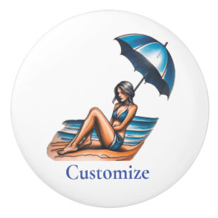Bikini Girl Beach Napping Thunder_Cove Ceramic Knob