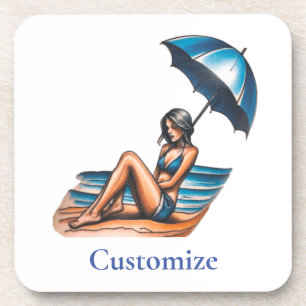 Bikini Girl Beach Napping Thunder_Cove  Coaster
