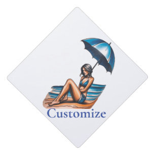 Bikini Girl Beach Napping Thunder_Cove Graduation Cap Topper
