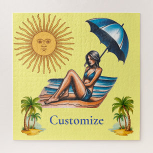 Bikini Girl Beach Napping Thunder_Cove  Jigsaw Puzzle