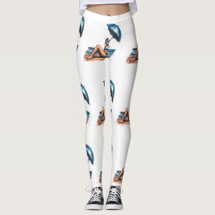 Bikini Girl Beach Napping Thunder_Cove  Leggings
