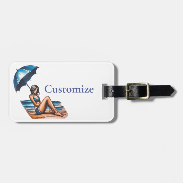 Bikini Girl Beach Napping Thunder_Cove  Luggage Tag (Front Horizontal)