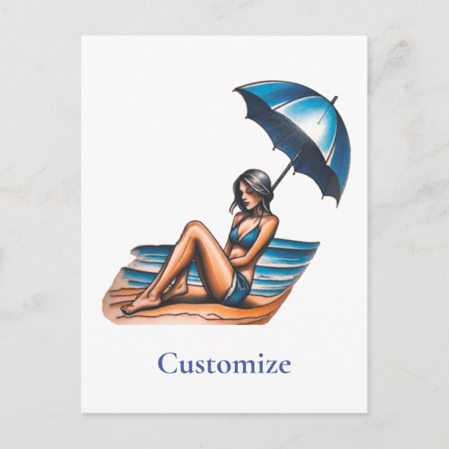 Bikini Girl Beach Napping Thunder_Cove  Postcard (Front)