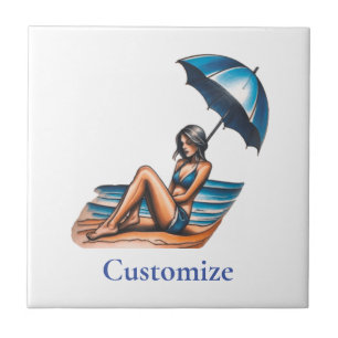 Bikini Girl Beach Napping Thunder_Cove Tile