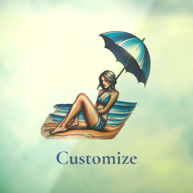 Bikini Girl Beach Napping Thunder_Cove  Window Cling (Sheet 3)