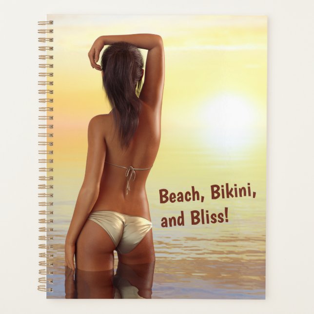 Bikini Girl Posing in the Sea at Sunset Planner (Front)