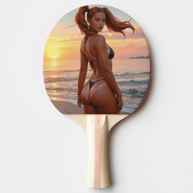 BIKINI GIRL TAN LINES PING PONG PADDLE (Front)