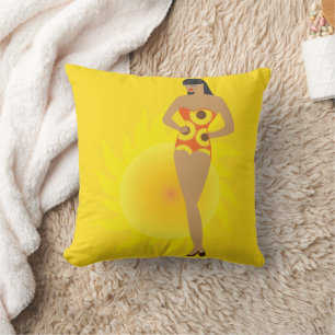 Bikini Girl Throw Pillow