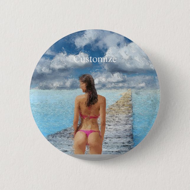 Bikini Girl Thunder_Cove 2 Inch Round Button (Front)