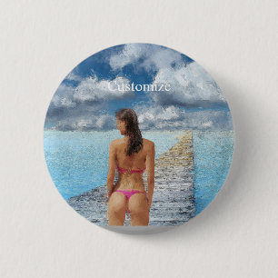 Bikini Girl Thunder_Cove 2 Inch Round Button