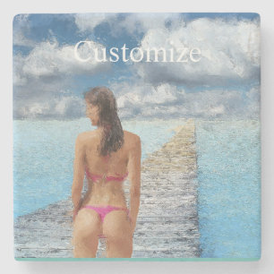 Bikini Girl Thunder_Cove Stone Coaster
