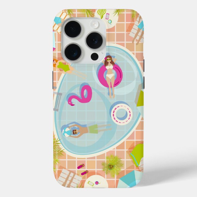 Bikini girls and guys playing swimming pool game Case-Mate iPhone case (Back)