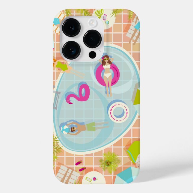 Bikini girls and guys playing swimming pool game Case-Mate iPhone case (Back)
