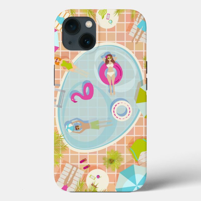 Bikini girls and guys playing swimming pool game Case-Mate iPhone case (Back)