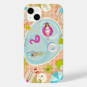 Bikini girls and guys playing swimming pool game Case-Mate iPhone 14 plus case