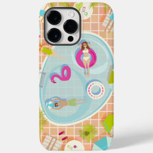 Bikini girls and guys playing swimming pool game Case-Mate iPhone 14 pro max case