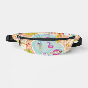 Bikini girls and guys playing swimming pool game fanny pack