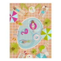 Bikini girls and guys playing swimming pool game