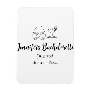 Bikini glass cocktail bachelorette party add name magnet