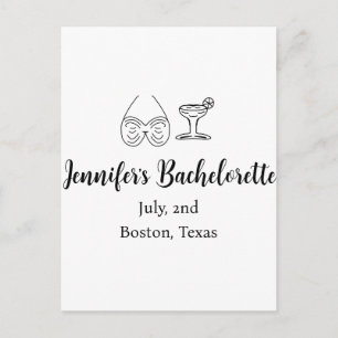 Bikini glass cocktail bachelorette party add name  postcard