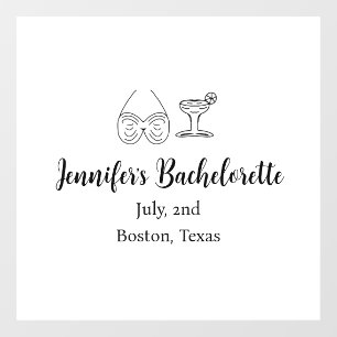 Bikini glass cocktail bachelorette party add name window cling