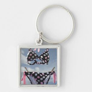 Bikini Hanging On A Clothesline Keychain
