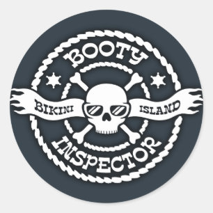 Bikini Island Booty Inspector Classic Round Sticker