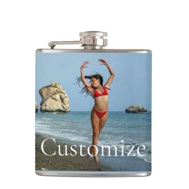 Bikini Model Dancing Thunder_Cove Hip Flask (Front)