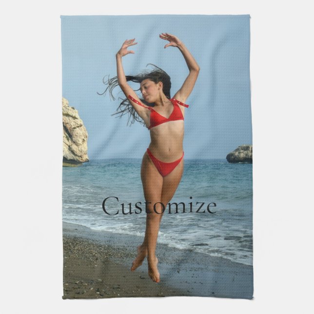 Bikini Model Dancing Thunder_Cove Kitchen Towel (Vertical)