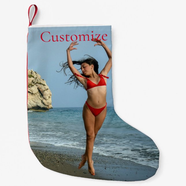 Bikini Model Dancing Thunder_Cove Small Christmas Stocking (Front)