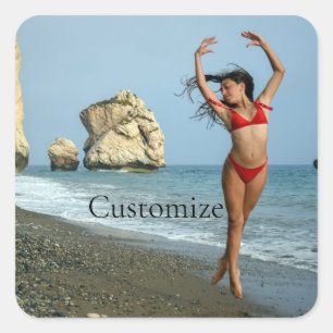 Bikini Model Dancing Thunder_Cove Square Sticker