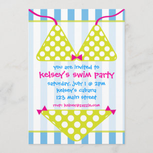 Bikini Swimsuit Swim Pool Party Invitations