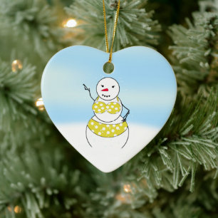 Bikini Time Snowmen Bikini Girl Ceramic Ornament