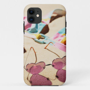 Bikini Top And Heart Shape Sunglasses On Beach iPhone 11 Case