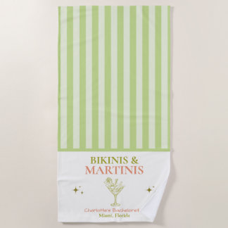 Bikinis and Martinis Bachelorette Bach Beach Towel