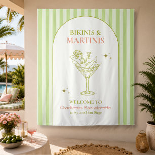 Bikinis and Martinis Bachelorette Bach Welcome Tapestry