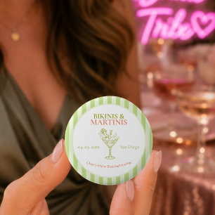 Bikinis and Martinis Bachelorette Party Bach Beach 2 Inch Round Button