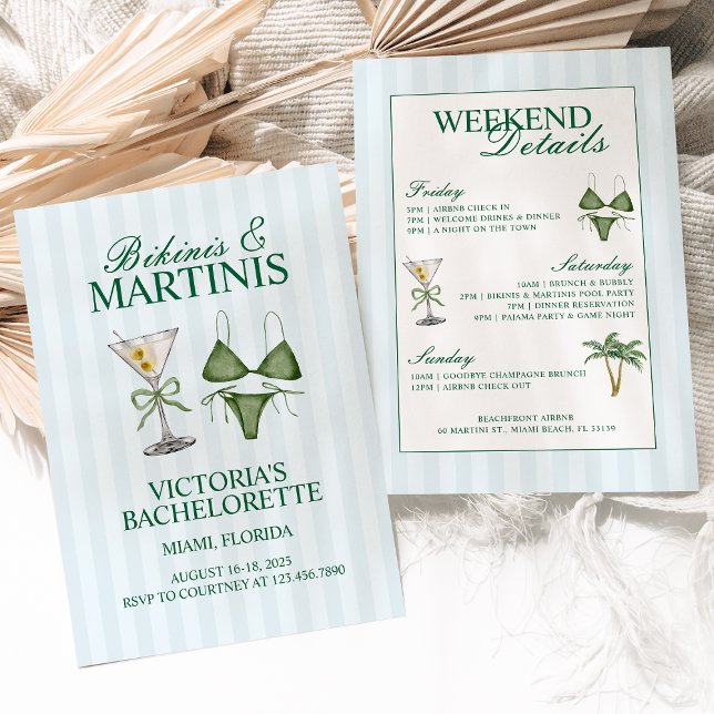 Bikinis and Martinis Bachelorette Party Itinerary Invitation (Creator Uploaded)