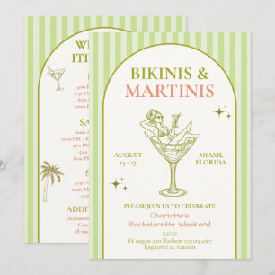 Bikinis and Martinis Bachelorette Party Weekend Invitation