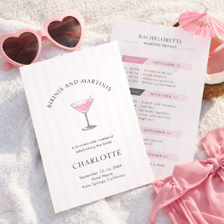 Bikinis and Martinis Bachelorette Weekend Invitation